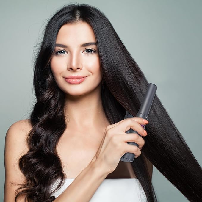 Cordless Hair Straightener and Curler 2 in 1, Portable Mini Ceramic Flat Iron, 5000mAh Battery, USB-C Rechargeable, Quick Heat Up, Travel-Friendly Hair Styling Tool, Gray