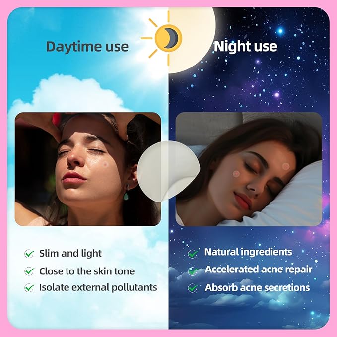 EFLY Pimple Patches for Face, Acne Patches Hydrocolloid with Tea Tree Oil, Salicylic Acid & Calendula Oil, 2 Sizes Invisible for Makeup Zit Patches Dots (324)