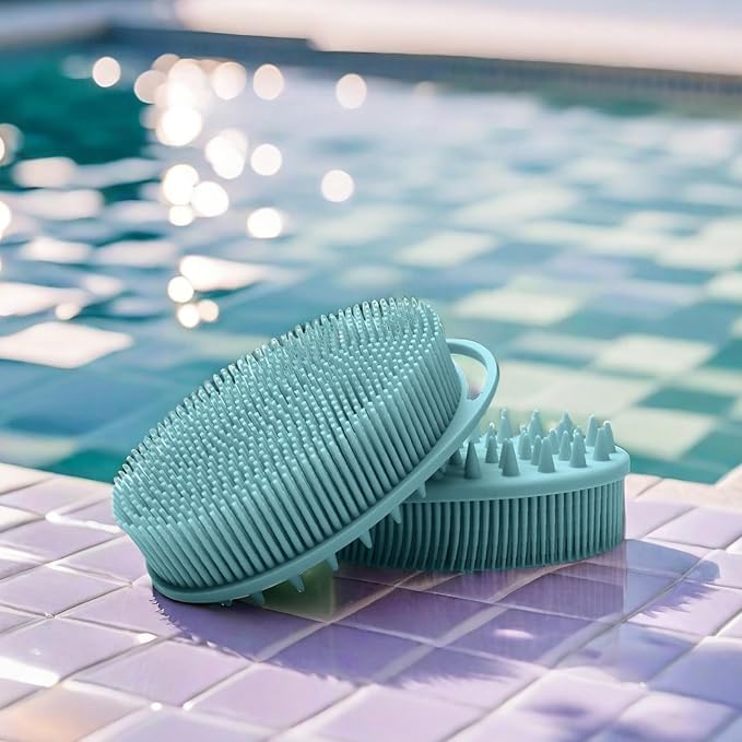 Silicone Body Scrubber – Dual-Sided Silicone Loofah for Shower, Set of 2 Soft Exfoliating Body Bath Shower Scrubber Loofah Brush Easy-to-Clean for Sensitive Kids Women Men All Kinds of Skin