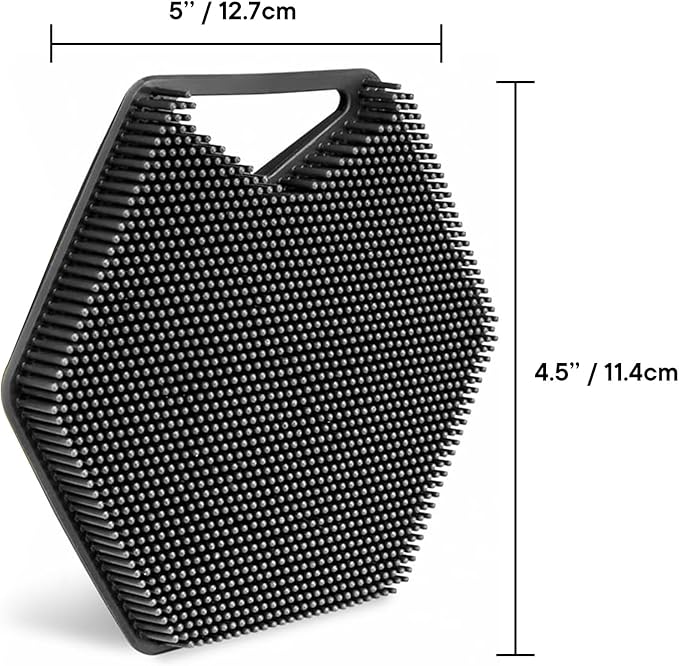 TOOLETRIES Body Scrubber 2.0 – Premium Silicone Scrubber for Cleaning, Exfoliating Your Skin – Extra Long Lather Boosting Bristles with Ergonomic Handle, Long-Lasting & Easy to Clean - Charcoal