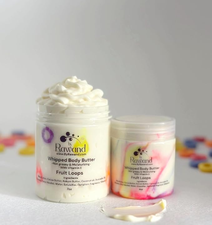 Handmade Fruit Loops body buttercream with Shea, Cocoa & Kokum butter based with natural oils & Hyaluronic Acid - non greasy, moisturizing (Fruit Loops)