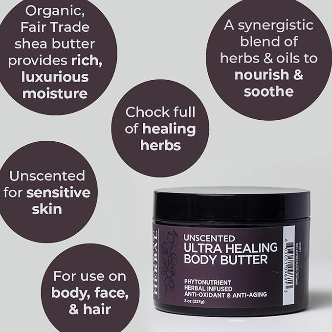 Ora's Amazing Herbal Unscented Moisturizer Travel Set, Touchy Skin Salve, Unscented Body Butter & Body Oil Set, Travel Size, Eczema and Senstivie Skin