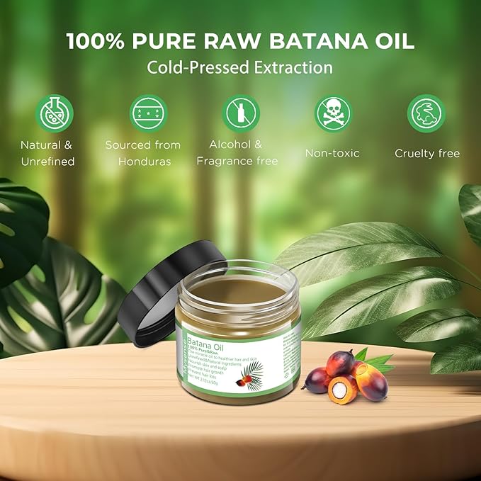Mysense Raw Batana Oil for Hair Growth, 100% Natural Pure and Unrefined Dr. Sebi Oil, Scalp Care for Women & Men, Prevent Loss, Promote Thickness, 60 g