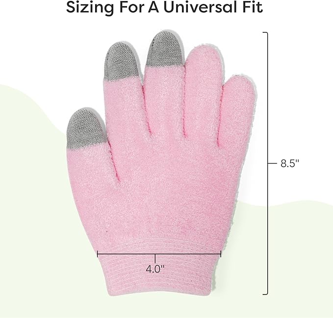 ZenToes Moisturizing Gloves for Dry Hands, Gel Infused with Jojoba Seed Oil, Olive Oil and Vitamin E, Overnight Hand Moisturizer (OSFM, Fuzzy Pink with Media Tips)