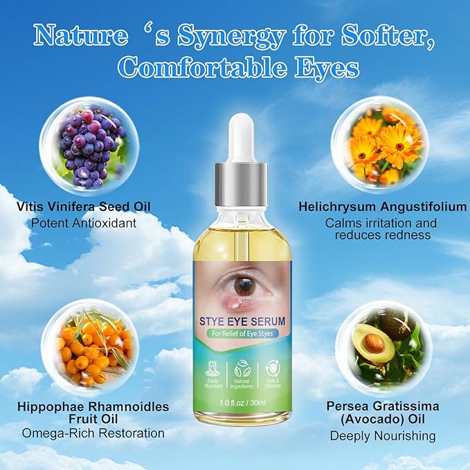 Stye Relief Serum & Eyelid Drops for Blepharitis & Chalazion | Natural Fast-Acting Formula for Lash Line & Under Eye | Gentle Cleansing Care, 1 Fl Oz