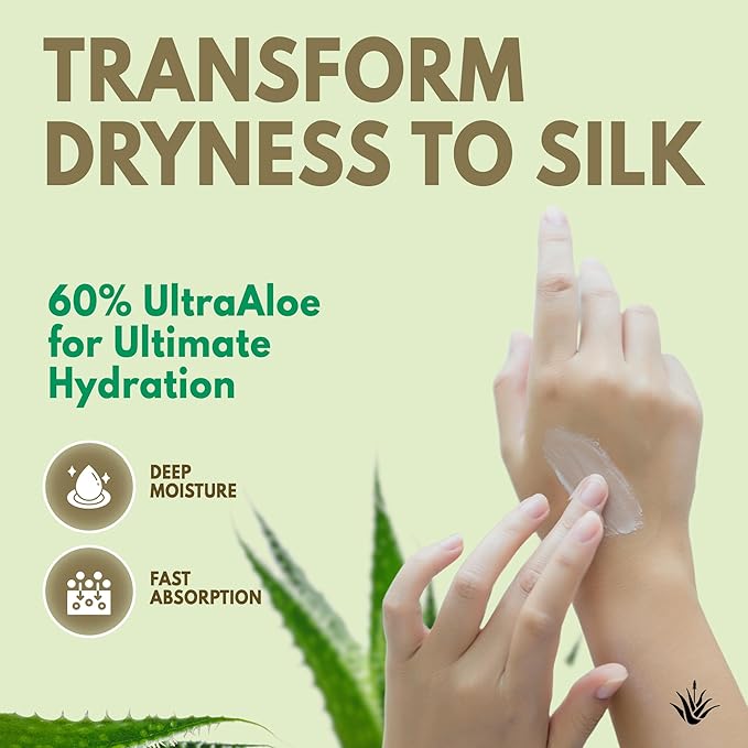 Miracle Hand Repair Cream for Dry Cracked Hands 32 oz Best Healing Hand Cream with 60% Aloe Vera - Non-Greasy Moisturizer for Working Hands - Fast Absorbing Lotion for Extremely Dry Skin