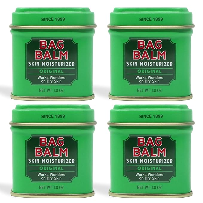 Bag Balm Vermont's Original Ointment, 1 Ounce Tin (Pack of 4), Moisturizing Ointment for Dry Skin that can Crack Split or Chafe on Hands Feet Elbows Knees Shoulders and More