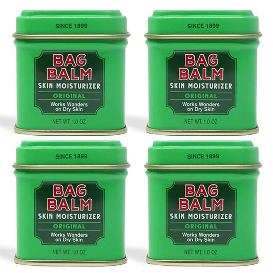 Bag Balm Vermont's Original Ointment, 1 Ounce Tin (Pack of 4), Moisturizing Ointment for Dry Skin that can Crack Split or Chafe on Hands Feet Elbows Knees Shoulders and More
