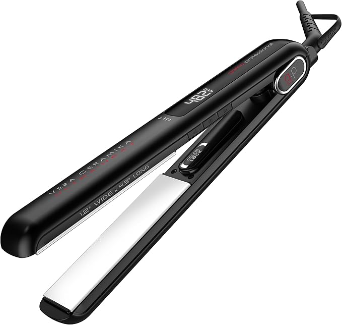GA.MA G-EVO Vera Ceramic Flat Iron, 1.2 Inch, Adjustable 302F-446F, Oxy Active Technology, Ultra Heat & Auto Shut-Off, 100% Ceramic Plates