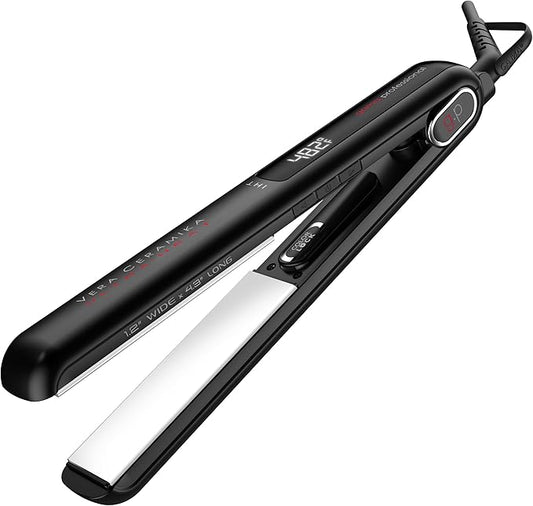 GA.MA G-EVO Vera Ceramic Flat Iron, 1.2 Inch, Adjustable 302F-446F, Oxy Active Technology, Ultra Heat & Auto Shut-Off, 100% Ceramic Plates