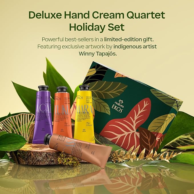 Natura - Deluxe Hand Cream Holiday Set – 4 Vegan Brazilian Hand Cream Gift Collection – Brazil Nut, Passion Fruit, Açaí & Cumaru – Nourishing Moisturizer for Dry Hands – Full Size 2.6 oz