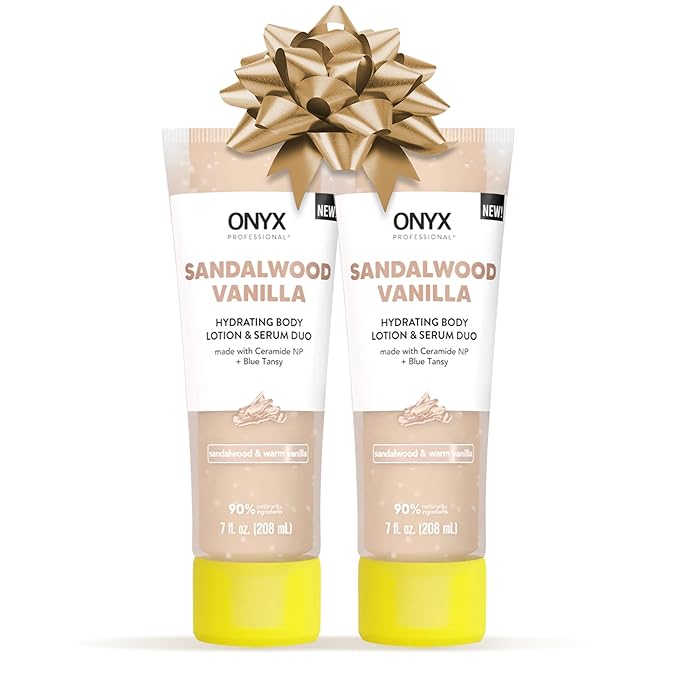 Onyx Professional Hydrating Body Lotion & Serum Duo with Ceramide NP & Blue Tansy, Sandalwood Vanilla, 7 fl oz, 2pk