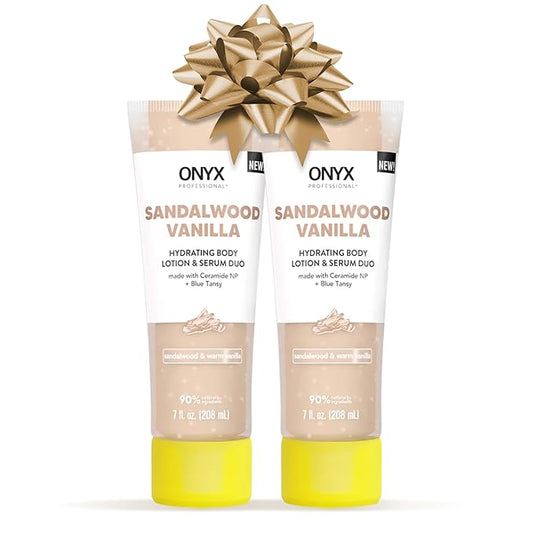 Onyx Professional Hydrating Body Lotion & Serum Duo with Ceramide NP & Blue Tansy, Sandalwood Vanilla, 7 fl oz, 2pk