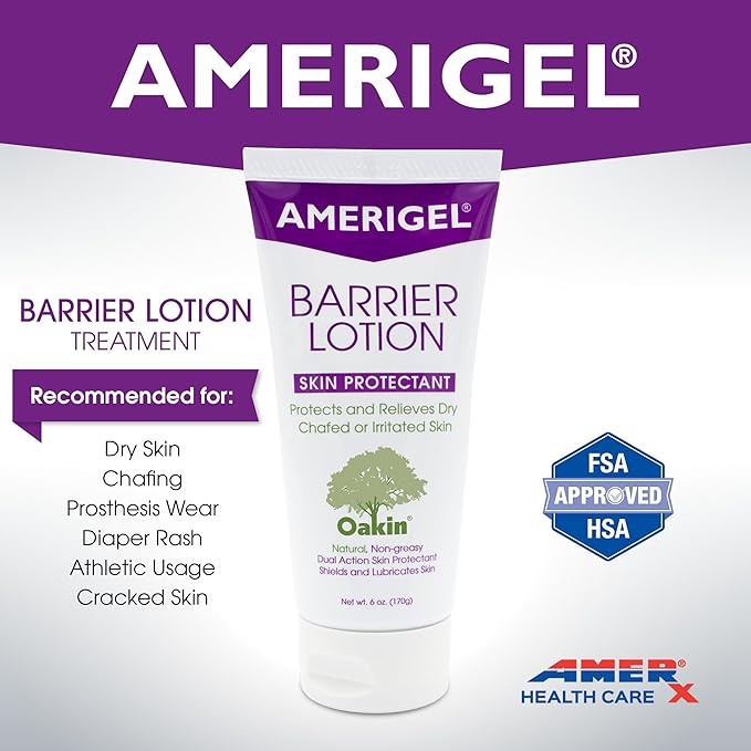 AMERIGEL Barrier Lotion (6 oz.) - Skin Protectant to Protect Chafed, Cracked, and Chapped Skin