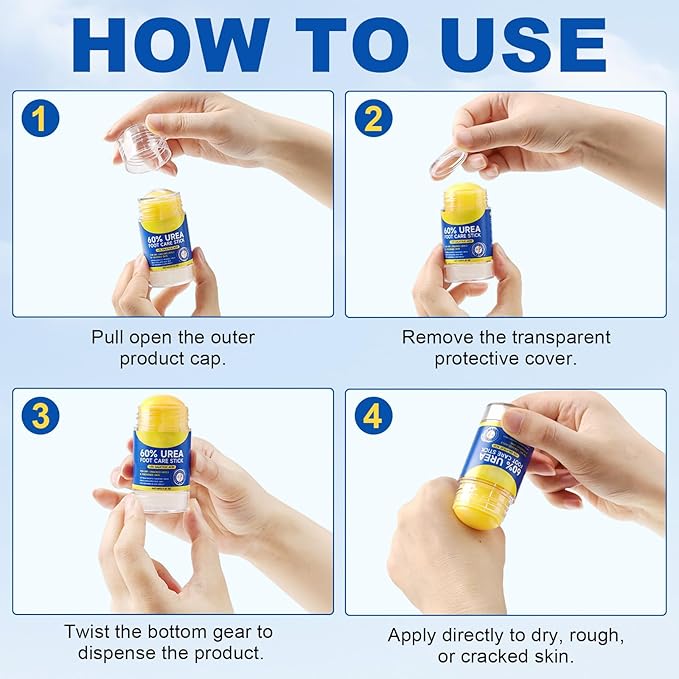 60% Urea with 2% Salicylic Acid Urea Foot Care Stick, Cracked Heel Repair & Deep Moisturizing Treatment for Dry, Rough, Balm for Heels, Elbows, Knees & Hands, Exfoliating Dead Skin, Softening Skin