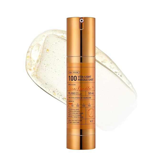 VT COSMETICS Vita-Light Reedle Shot 100 Serum with Vitamin C Capsules & Vitamin E Microneedling Formula, Korean Skin Booster, 1.69 fl oz(50ml)