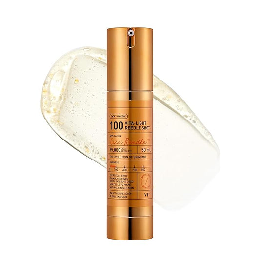 VT COSMETICS Vita-Light Reedle Shot 100 Serum with Vitamin C Capsules & Vitamin E Microneedling Formula, Korean Skin Booster, 1.69 fl oz(50ml)