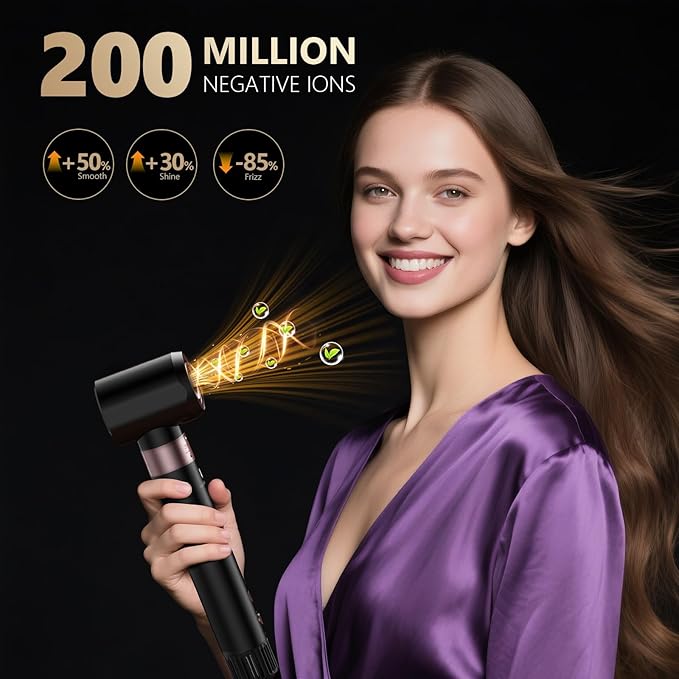 Hair Dryer Brush Air Styler: High Speed Blow Dryers Hair Styling Tool Set with 1 1/4 Inch Curling Iron Hot Airflow Auto Wrap Curler, Negative Ionic for Fast Drying Curling Volumizing Smoothing Gold