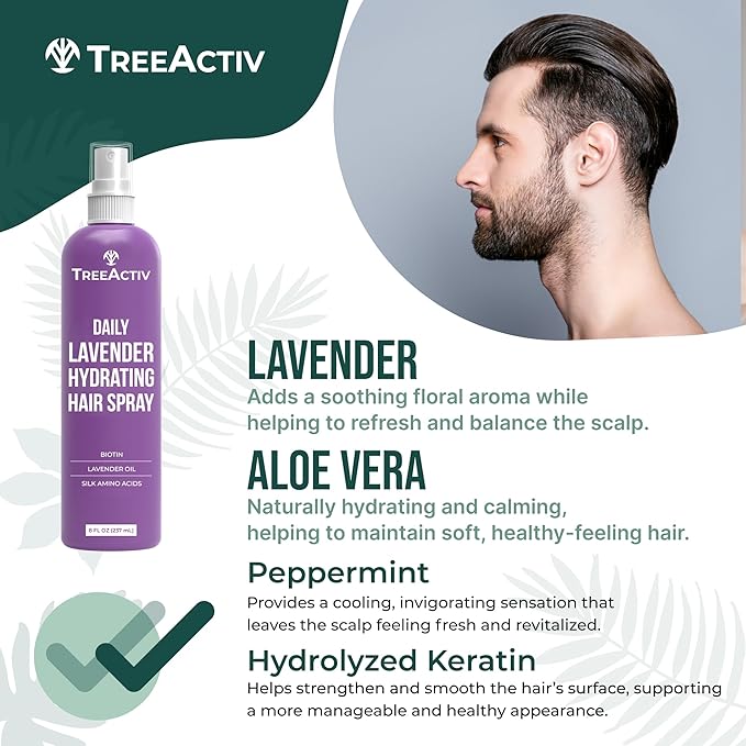 Nourishing Hair Growth Spray for Men and Women Hair Thickening Spray with Biotin Lavender Oil & Silk Amino Acids Lightweight Daily Leave-In Formula for Fuller Softer Hair, 8 fl oz