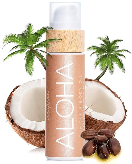 COCOSOLIS ALOHA Sun Tan & Body Oil XL | Organic Tanning Bed Lotion | Get Healthy Deep Chocolate Tan | Tanning Accelerator with 5 Precious Oils to Make Your Skin Glowing & Revitalized