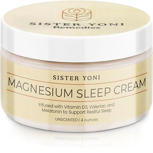 Magnesium Cream for Sleep - Unscented, Valerian Root, Vitamin D3 & Melatonin - Calming Natural Topical Magnesium Lotion Butter - Handcrafted in Small Batches in the USA