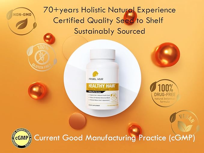 100% Natural Growth Treatment, Reduces Hair Loss, US Patented Formula Proven Effective for Men & Women, 100% Vegan Ingredients, Non-GMO, 30-Day Supply