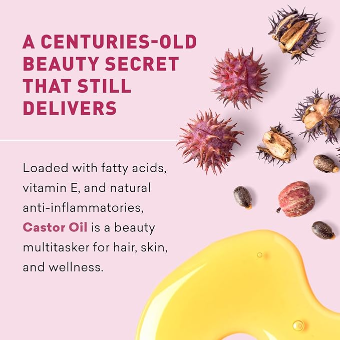 Cold-Pressed Castor Oil – 100% Pure & Hexane-Free | Hair Growth, Eyelashes & Eyebrows Serum | Deep Moisturizer for Skin & Face | Ideal for Castor Oil Packs & Scalp Treatment (1 FL. Oz.)