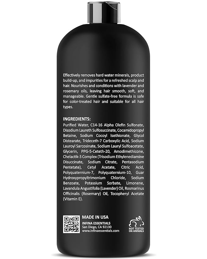 Hard Water Shampoo and Conditioner – 2-in-1 Chelating Cleanser for Buildup Removal, Soft & Shiny Hair – With Chelactik-3 Complex, Amodimethicone & Rosemary Oil – Sulfate-Free - Color Safe – 16 fl oz