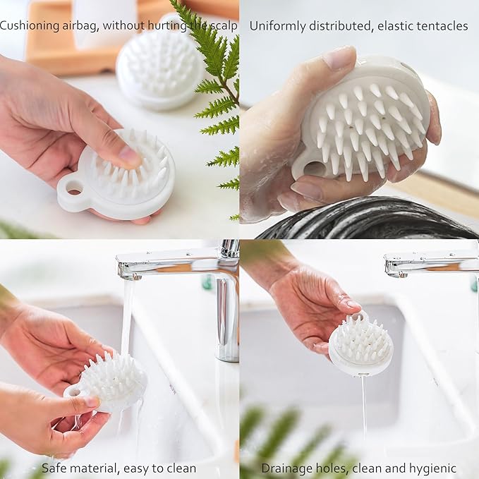 2 Pack Shower Brush for Back, 14in Body Brush Long Handle Back Scrubber, Soft Bristles Shower Brush for Men & Women, Bath Scrubber with Scalp Massager Shampoo Brush and Mini Exfoliating Brush (2 Pack)