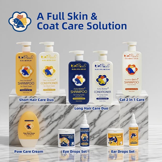 Unipaws Probiotic Short-Haired Dog Conditioner – Degreasing, Soothing & Anti-Shedding for Red, Itchy Skin, Vegan Calendula, Coconut & Oatmeal – EWG Green & Medicated, Made in Korea, 16.9 Fl Oz