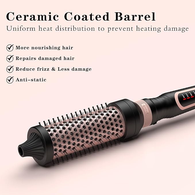 Thermal Brush 3 in 1 Set Ionic Heated Round Curling Create Volume & Smoother Hair Style for Fully Dried Hair Ceramic Fast Heating Curling Iron Brush with Temperature (Black)