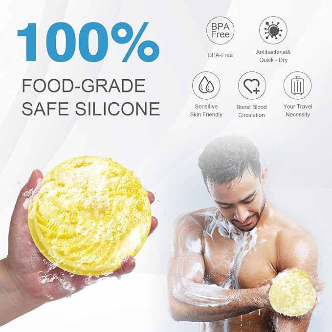 Upgraded Version Silicones Body Scrubber,Double-Sided Design Body Brush Silicone Body Scrubber Exfoliating Body Brushes for Suitable Showering All Skin Types,Environmentally Friendly Silicone loofah
