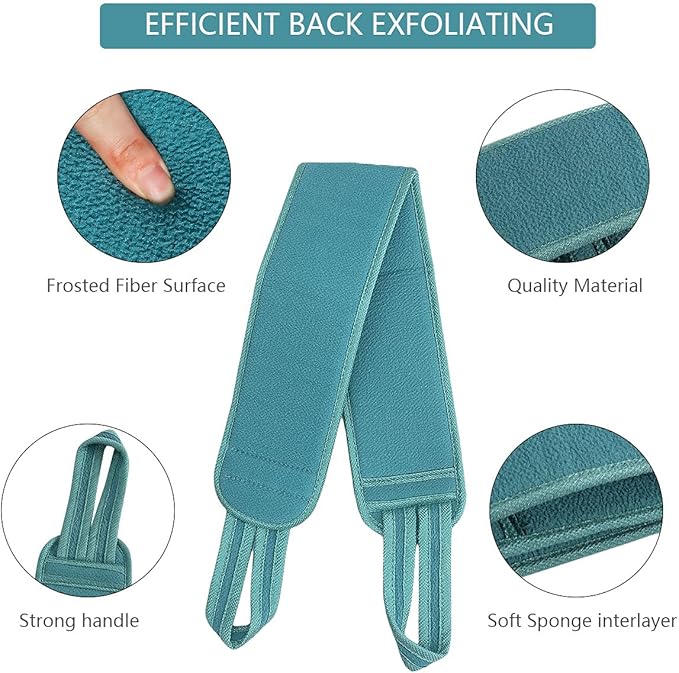 3 Pcs Exfoliating Back Scrubber for Shower, Exfoliating Gloves and Loofah Sponge Set, Body Scrubber Body Brush Set for Men and Women, Deep Clean and Massage Your Body (1 Set, Green)