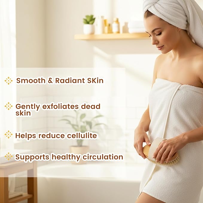 Dry Brush Set-4 Packs Natural Boar Bristle Dry Brushing Body Brush Exfoliating, Face, Foot, Bath Brush for Face and Body for Cellulite Lymphatic Drainage(Set A)