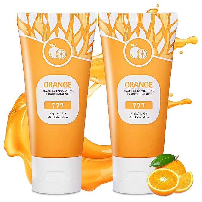 2Pcs Orange Exfoliating Gel Scrub for Face and Body Skin, Deep Cleansing Moisturizing Skin Exfoliator, Natural Orange Exfoliating Gel, Peeling Exfoliator