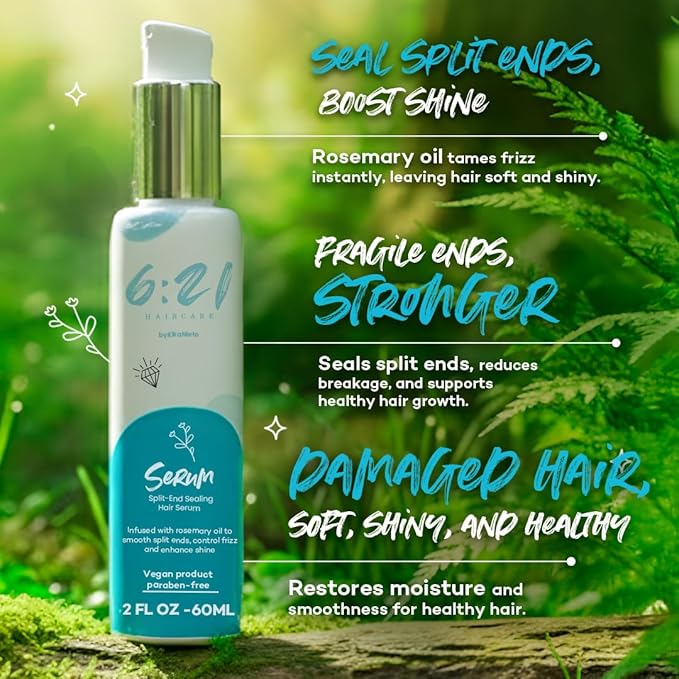 621 by Kika Nieto Rosemary Hair Growth Oil Serum for Thinning and Damage Hair, Frizz and Split End Repair Treatment for All Hair Types, 2oz