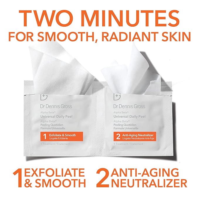 Dr Dennis Gross Alpha Beta Universal Daily Peel: for Uneven Tone or Texture and Fine Lines or Enlarged Pores, (5 Treatments)