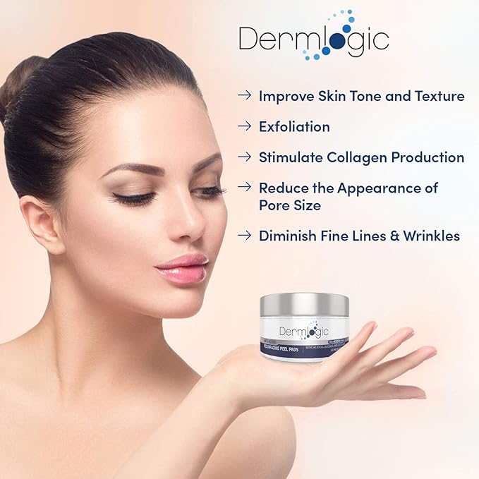 Anti Aging Resurfacing Peel Pads - Contains Salicylic, Glycolic, & Lactic for Face, Neck & Décolleté. Exfoliates, Brightens, Tones the Skin & Reduces Dark Spot, Fine Lines & Wrinkles for Radiant Glow.