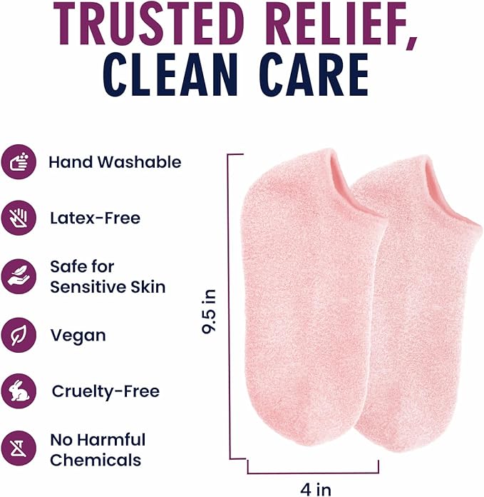 Dr. Frederick’s Original Moisturizing Gel Socks for Men & Women – Dry Feet & Cracked Heel Treatment – Full Foot Gel Lining with Mango Butter, Shea Butter, Jojoba & Coconut Oil – Plush Pink