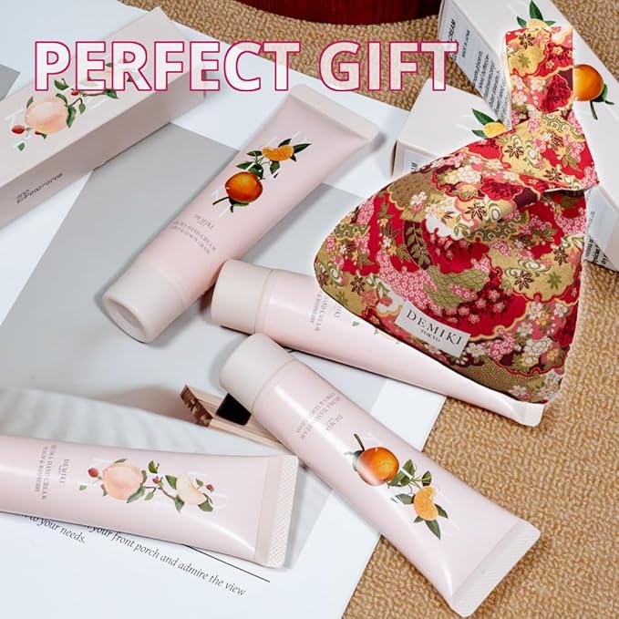 DEMIKI Shea Butter Hand Cream for Dry Cracked Hands, Birthday Gifts for Women, Bridesmaid Gifts, Nurse Gifts, Christmas Day Gifts, Party Favors, Hand Cream Gifts Set for Women, Travel Size1.7fl.ozx4