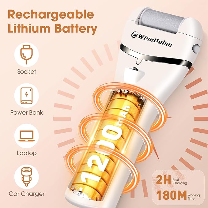 Electric Foot Callus Remover, Rechargeable Portable Electronic Foot File Pedicure Tools, Electric Callus Remover for Feet with 3 Rollers, IPX6 Waterproof Foot Care for Dead Skin, Ideal Gift