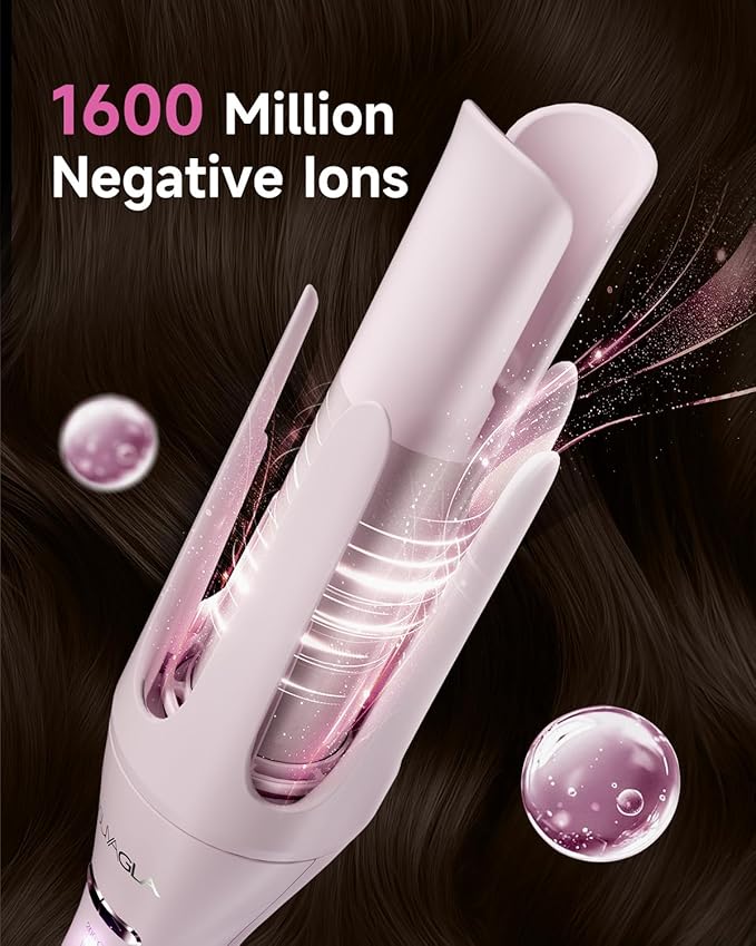 3 in 1 Automatic Curling Iron with 1.25 Barrel, Hair Crimper, Straightening Brush, 3 in 1 Hair culer Tools, Rotating Curling Iron with 3 Temp, 2-Way Rotation, 10S Fast Heating, Dual Voltage