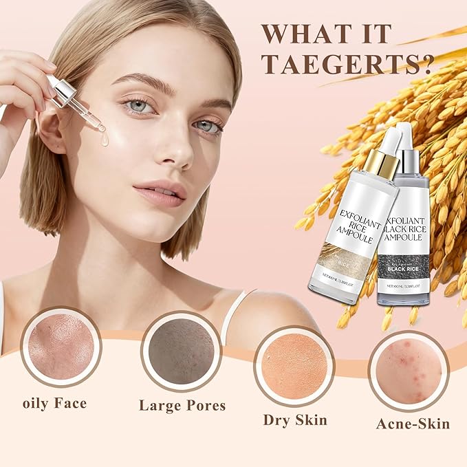 Rice Peel Shot Glow Rice Ampoule Duo | Pore Minimizing Gentle Peel & Deep Hydration |Black Rice Exfoliant for All Skin | 6.76 Fl Oz 2Pcs
