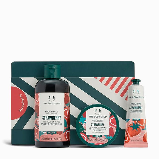 The Body Shop Strawberry Gift Set - 3 Piece Set, Includes Shower Gel, Body Yogurt, Hand Cream, Vegan