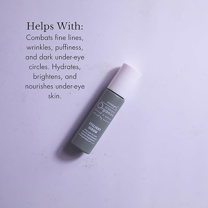 emerginC Scientific Organics Eyelight Serum - Roll On Eye Serum with Plant Stem Cells + Hyaluronic Acid to Combat The Appearance of Dark Circles + Puffiness (0.34 oz, 10 ml)