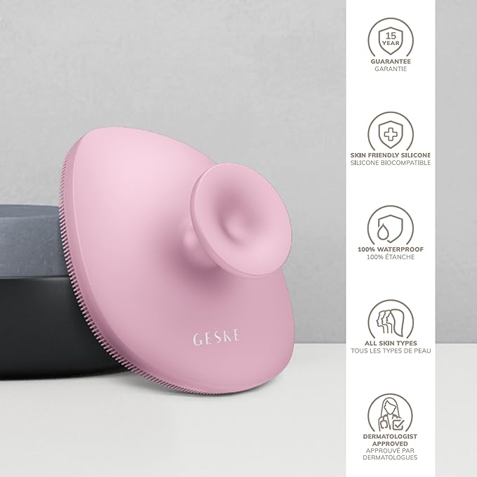 GESKE Body Brush | 4 in 1 | Cleansing Brush for The Entire Body | Professional Deep Cleaning | Soft Silicone Bristles | Ergonomic Two-Finger Design | Cleanses & Massages