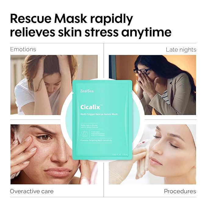 ZealSea Cicalix & Ceramidbar Face Masks Skincare, All-in-one Proven Derm Solution Facial Mask for Visibly Soft | Plump | Quenching | Anti-aging, Soothing & Refreshing, Strengthen & Restore, 4+4 Duo