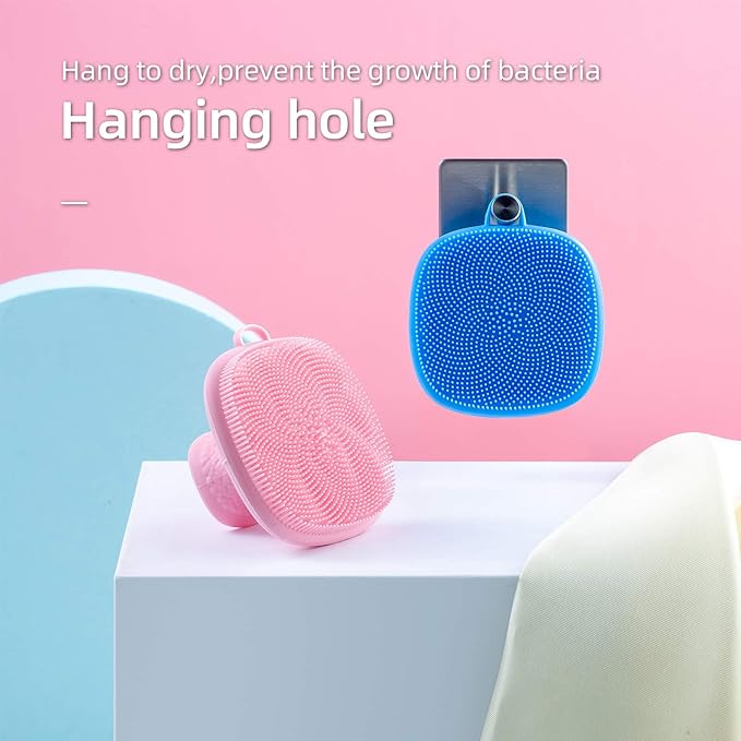 Silicone Face Scrubber for Men and Women， 2Pack Facial Cleansing Brush Silicone Face Wash Brush Manual Waterproof Cleansing Skin Care Face Brushes for Cleansing and Exfoliating (Blue_Pink)