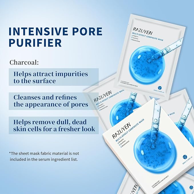 Soothing Face Sheet Mask (10 Sheets), Anti-Aging, Detoxifying & Moisturizing Face Mask for Sensitive Skin with Centella Asiatica, Vitamin B5, Glass Skin Face Mask for after Microneedling