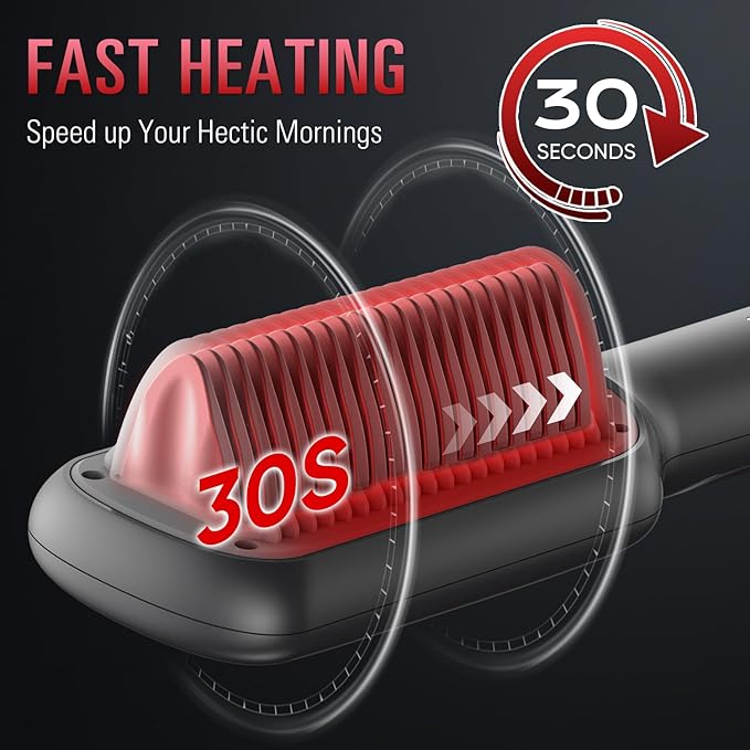 SDLOGAL Hair Straightener Brush, Straightening Comb with 5 Temps & Fast Heating, Easy & Fast Salon-Style, Plus Dual Voltage Travel Friendly